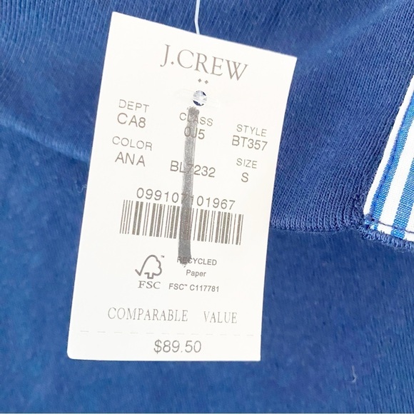 J. CREW Factory Blue Wide Collar Long Sleeve Shirt NEW Size Small - Picture 3 of 8